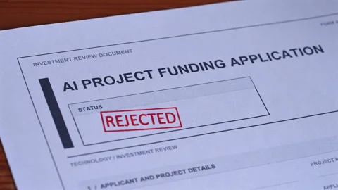 AI Project Funding Application Rejected Stamp Coming Down On Form 動画素材 345634838
