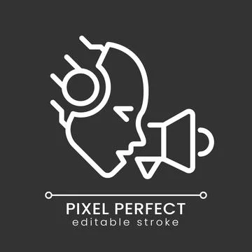 AI promotes pixel perfect white linear icon for dark theme Stock Illustration