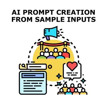 Ai prompt creation generating crowd sourced ideas Stock Illustration