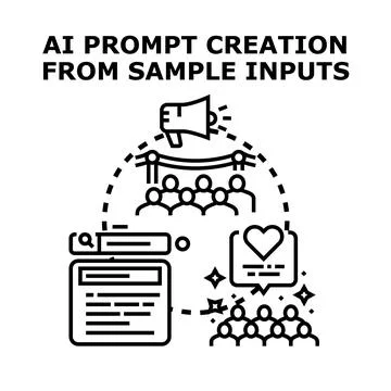 Ai prompt creation generating crowd sourced ideas Stock Illustration