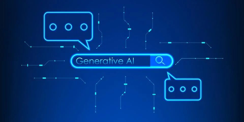 AI Prompt Data Processing Technology Background, User Typing Commands into .. Stockillustratie