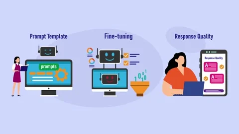 AI Prompt Engineering Process Template Fine-Tuning and Response Quality car.. Video stock 337943357