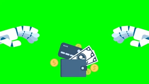 AI protects. Robot hands form roof to protect money. Business income protection Stock Footage 282885244