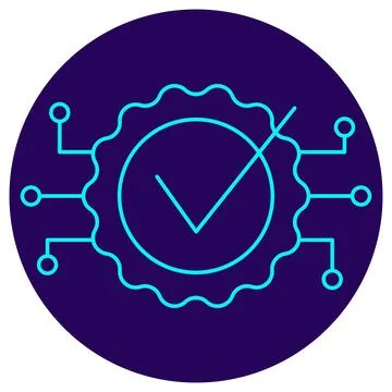 AI Quality Certification Icon. Minimalistic neon outline Stock Illustration