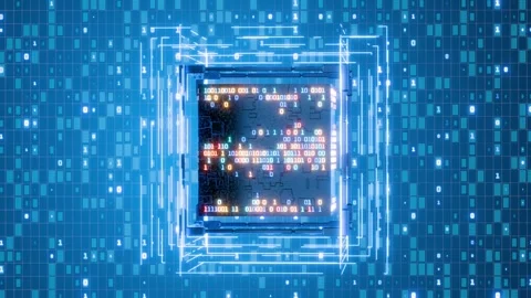 AI. Quantum computer. ECH Protocol. Digital technology. Data storage. Artificial Stock Footage 315387624