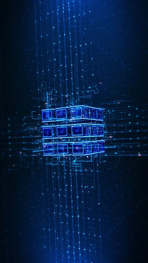 AI Quantum Computing Cube with Glowing Data Network 스톡 동영상 342623902