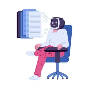AI reading digital documents vector illustration Stock Illustration