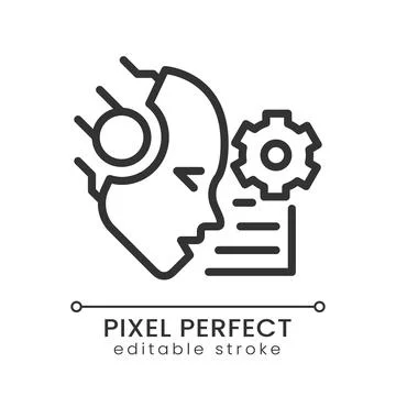 AI reads and summarize pixel perfect linear icon Stock Illustration