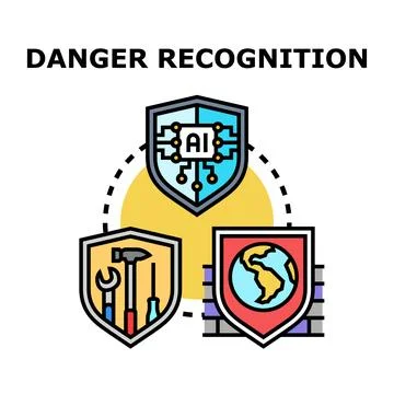 Ai recognizing danger and protecting world infrastructure Illustration