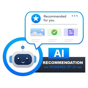 AI recommendation system interface. vector illustration Ilustración de archivo