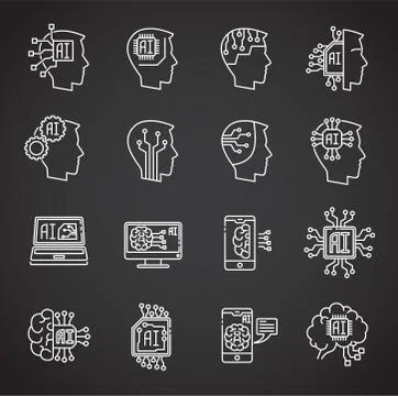AI related icon set on background for graphic and web design. Simple Stock Illustration