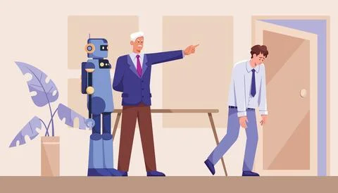 AI Replacing Human Stock Illustration