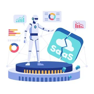 AI Replacing SaaS Platform Concept Stock Illustration