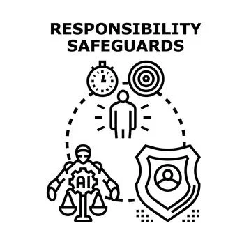 Ai responsibility safeguards protecting human rights and safety 스톡 일러스트