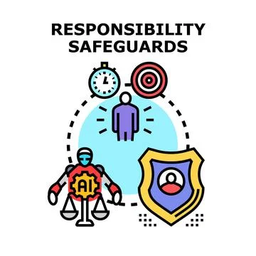 Ai responsibility safeguards protecting human rights and safety Stock Illustration