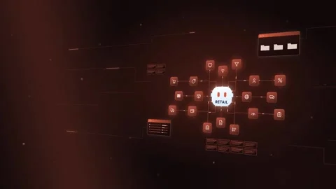 AI Retail Operations Platform Off Axis Retail User Interface Futuristic Stock Footage 345094478