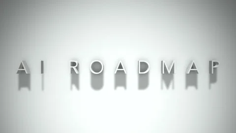 AI Roadmap 3D title animation with shadows on a white background Stock Footage 296696918