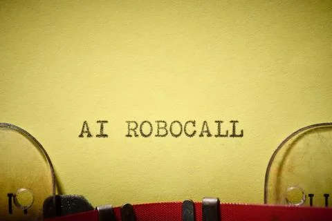 AI robocall text written with a typewriter. Stock Photos