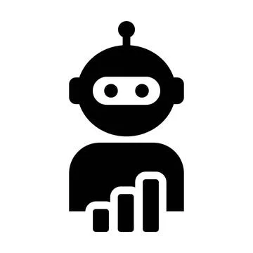 AI Robot Analytics Growth Icon, chart graphh data statistic performance das.. Illustrazione stock
