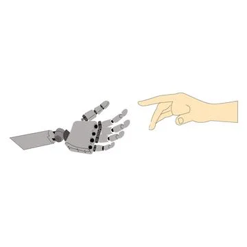Ai robot and human hand 스톡 일러스트