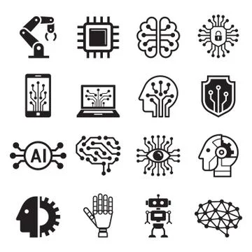 Ai robot artificial intelligence icons. Vector illustration. Stock Illustration
