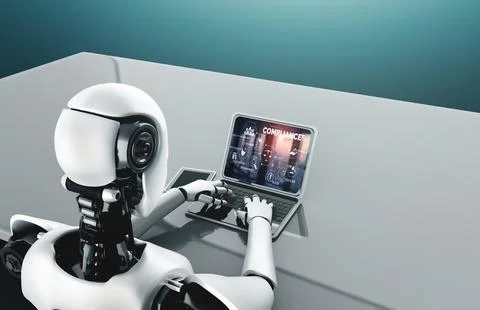 AI robot with artificial intelligence using modish computer software Stock Photos