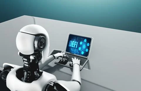 AI robot with artificial intelligence using modish computer software Stock Photos