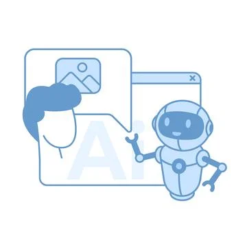 AI robot assistant analyzing image content 스톡 일러스트