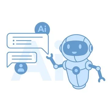 AI robot assistant in dialogue with user Ilustración de archivo