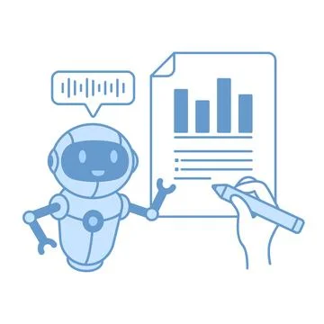 AI robot assistant presenting data analytics Illustrazione stock