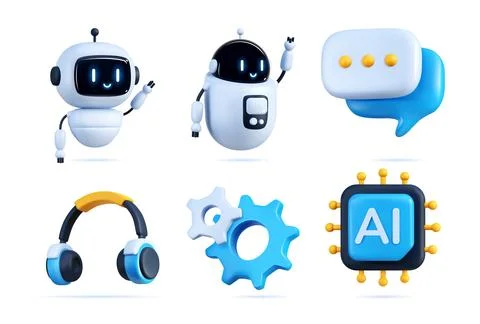 AI robot bot. Chat, chatbot technology, 3d artificial icon, GPT customer service Stock Illustration