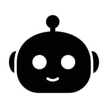 Ai robot bot face vector illustration cute minimal solid black chatbot head.. 스톡 일러스트
