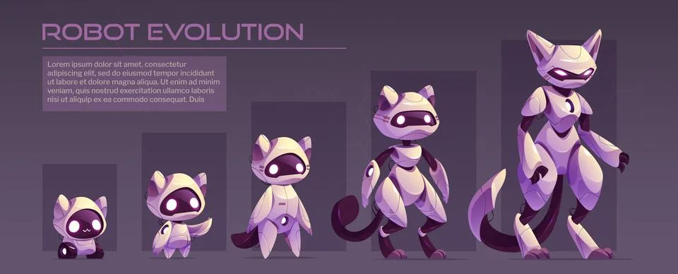 Ai robot character evolution infographic vector Stock Illustration