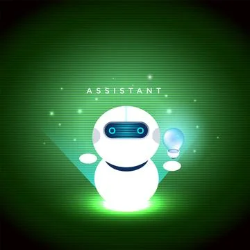 AI Robot Chatbot Holding Light Bulb Virtual Assistant Technology Stock Illustration