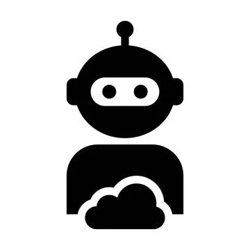 AI Robot Cloud Computing Icon for storage server network internet glyph vec.. イラスト素材