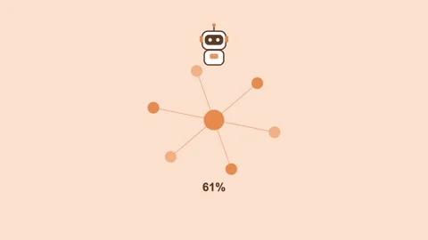 AI robot connected to data network nodes expanding outward, peach orange Stock Footage 342603165