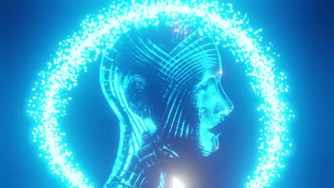 AI robot connected to grid. Concept of future human, artificial intelligence 動画素材 245362041