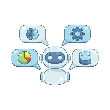 AI robot with data and a brain Stock Illustration