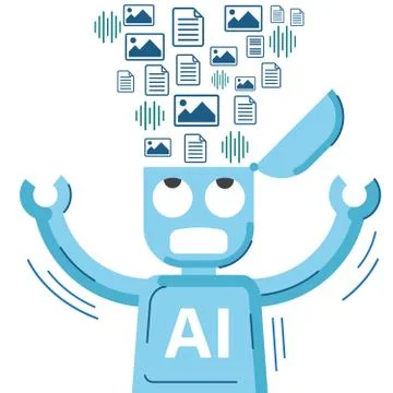 AI robot is educated and getting data. Stock Illustration