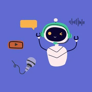 Ai robot flat illustration. Artificial intelligence in life Ilustração Stock