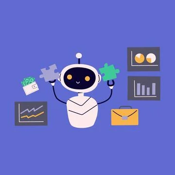 Ai robot flat illustration. Artificial intelligence investition Stockillustratie