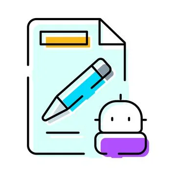 Ai robot generating content for a document Stock Illustration