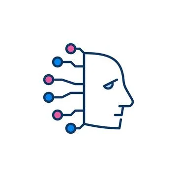 AI Robot Head vector Artificial Intelligence concept colored icon Stock Illustration