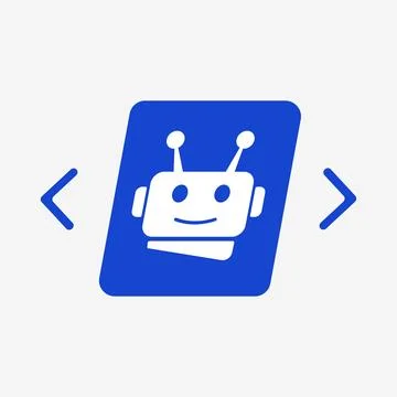AI Robot icon with brackets on sides, representing programming, automation, and Stock Illustration