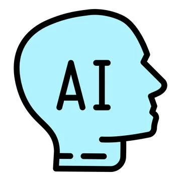 Ai robot icon outline vector. Artificial brain Stock Illustration