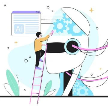 AI Robot Illustration. Programming, IT, UI Design Stock Illustration