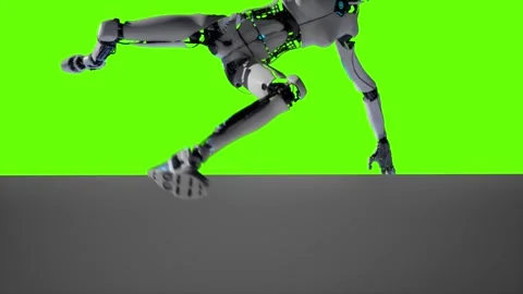 Ai robot jumps over an obstacle. High technology cyborg overcomes any techno Stock-Footage 334784164