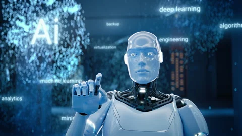 AI Robot Machine Learning Stock Footage 264335440