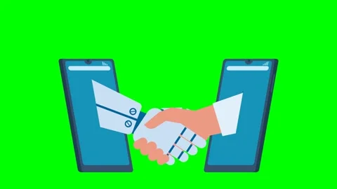 AI robot man shaking hands. Partnership between Businessman, robots. Handshaking Stock Footage 305855324