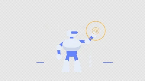 AI Robot Operating Digital Interface Motion Graphic – Alpha Channel Stock Footage 332106235